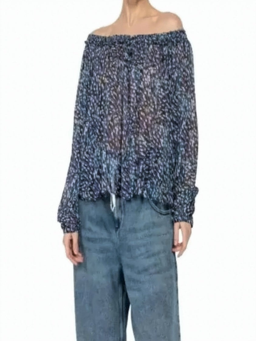Isabel Marant Abstract Patterned Off-The-Shoulder Tunic
