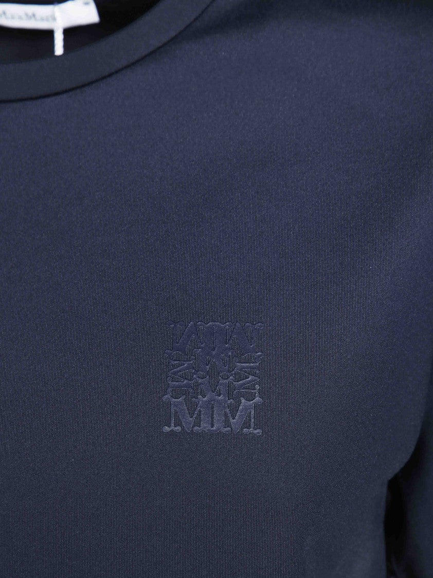 Max Mara Cropped Blue Technical Jersey T-Shirt