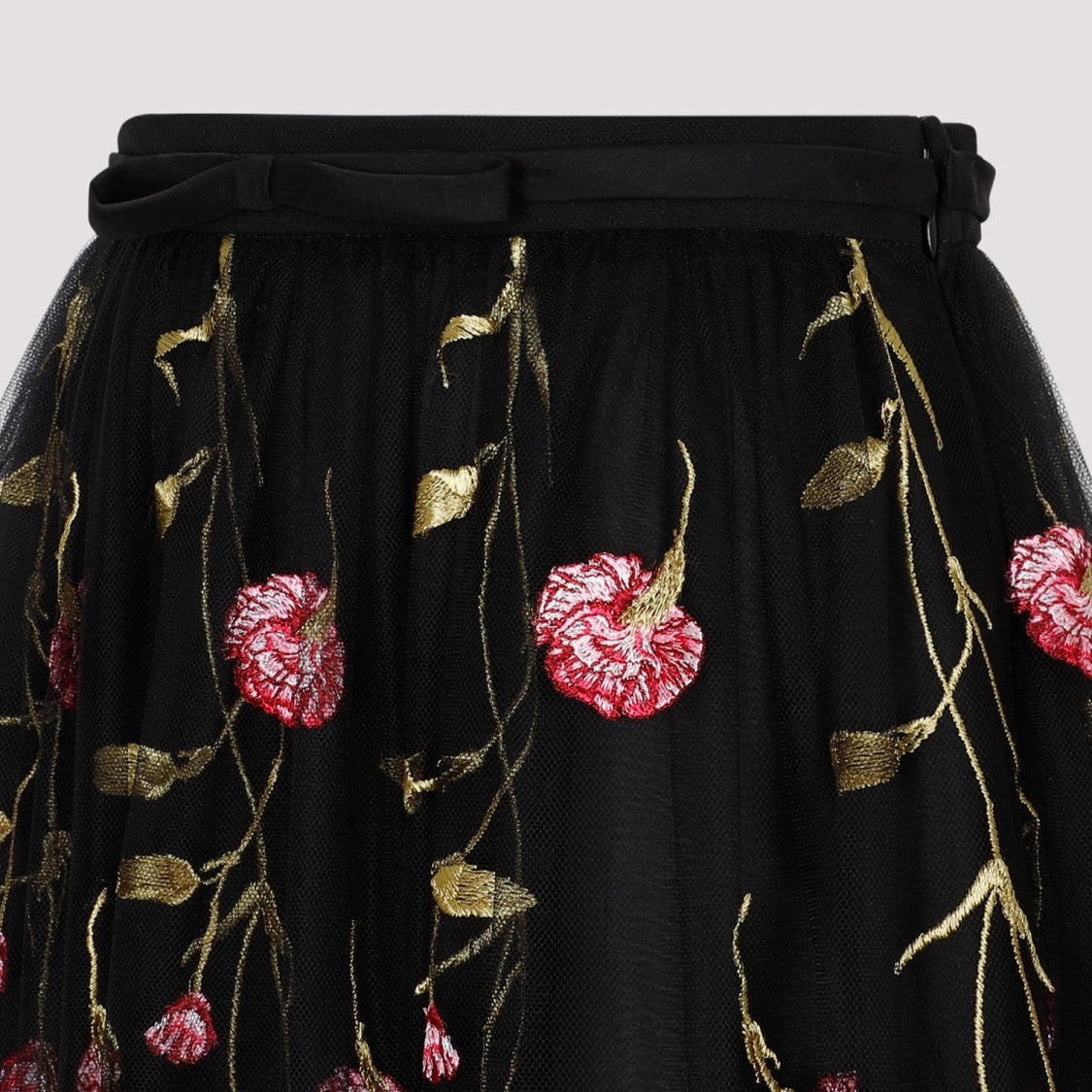 Giambattista Valli Black Rose Polyester Midi Skirt