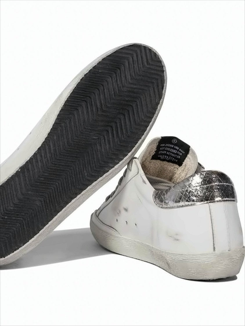 Golden Goose Worn-In White Leather Sneakers With Signature Star Detail