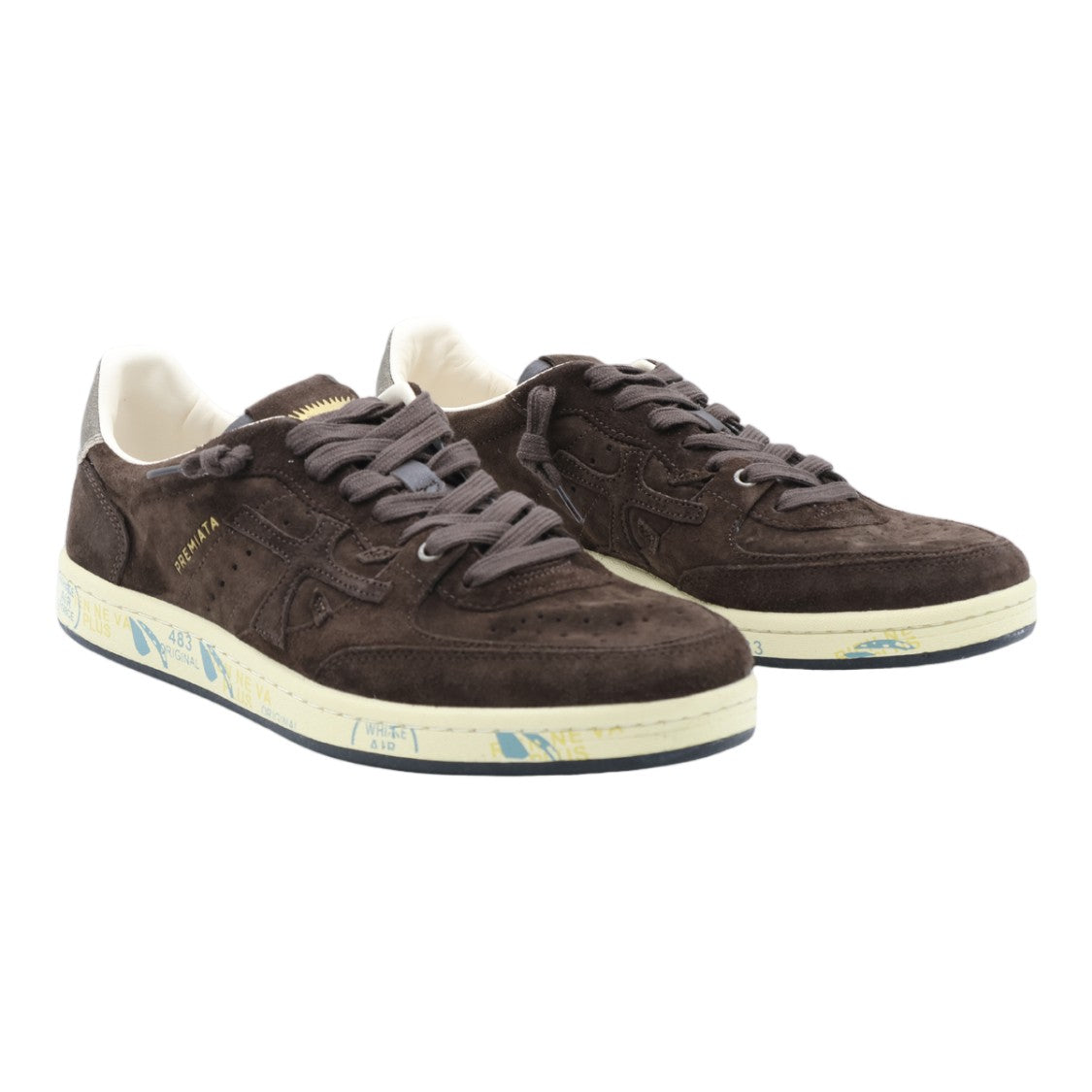 Premiata Dark Brown Suede Contrast Sole Sneakers