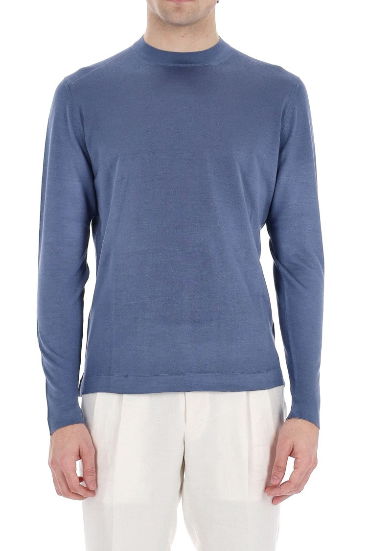 Drumohr Long Sleeve Silk Crewneck Sweater