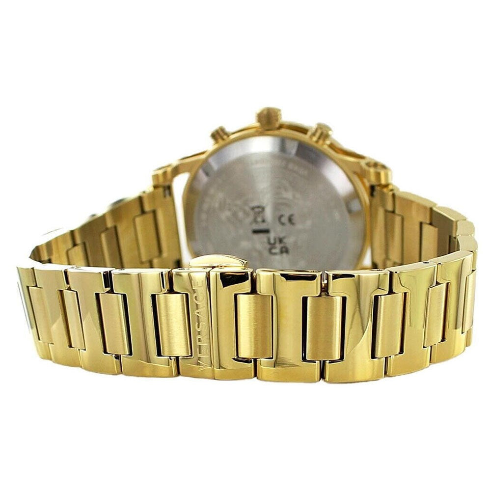 Versace Gold-Toned 40Mm Stainless Steel Chronograph Watch With Black Dial