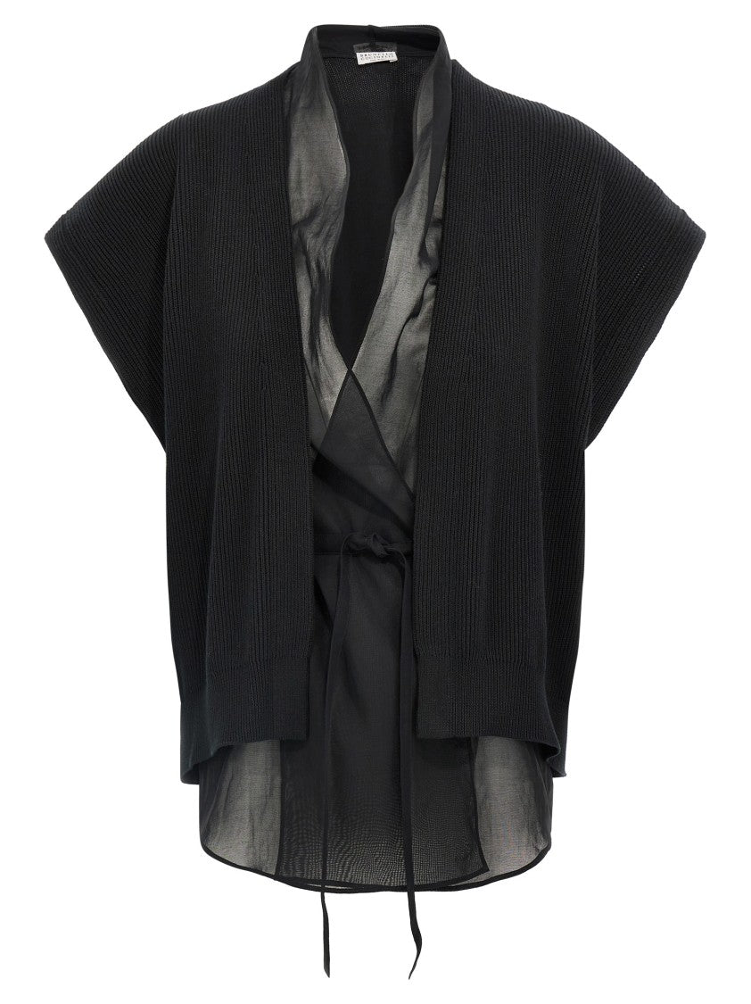 Brunello Cucinelli Layered English Rib Knit Cardigan