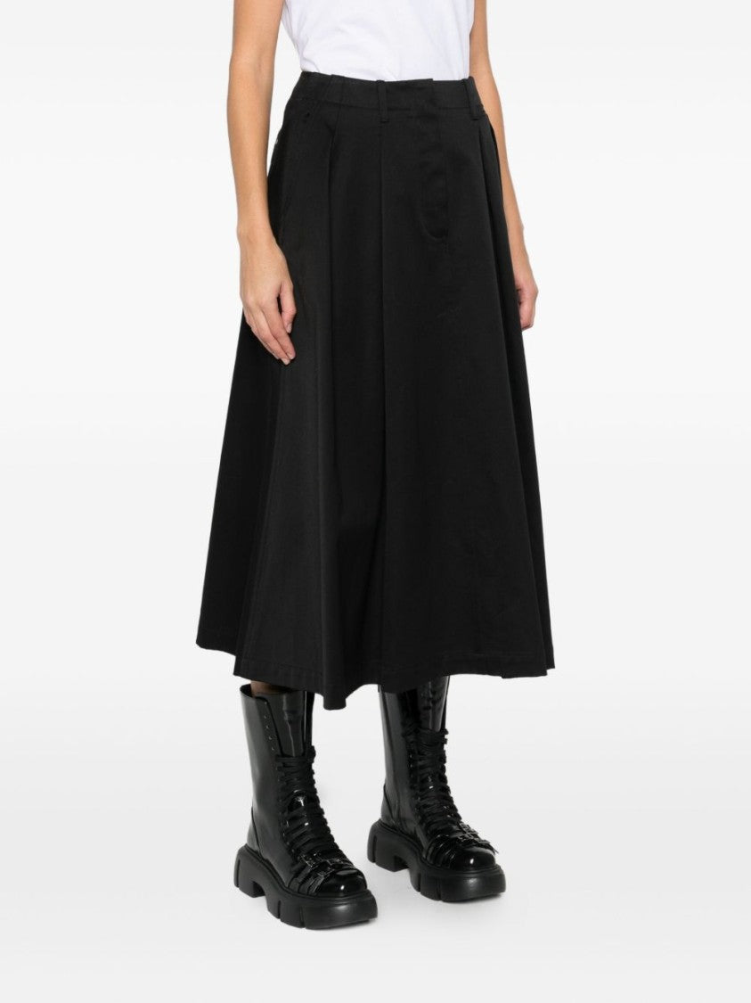 Moncler Flared Cotton Midi Skirt With Subtle Pleats