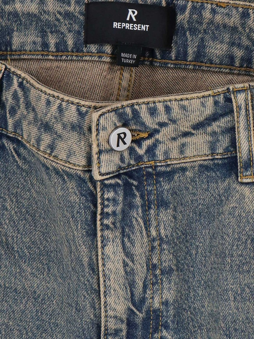Represent Straight-Leg Blue Denim Jeans With Worn Effect