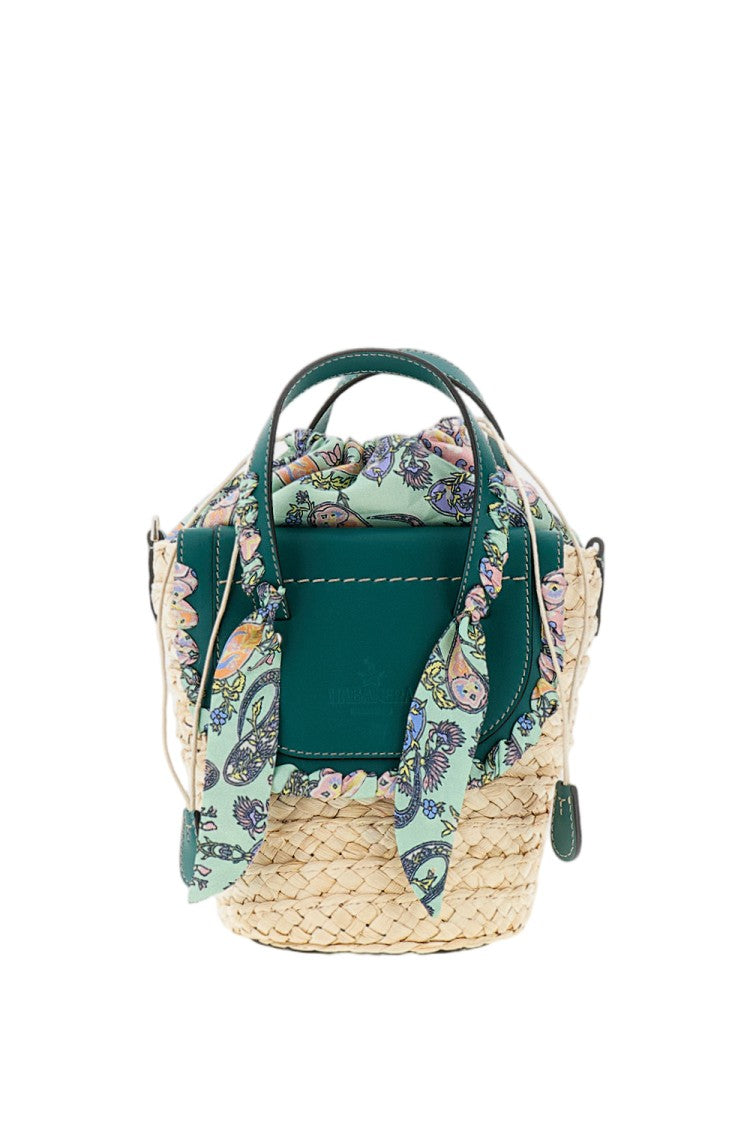 Cuba Lab Woven Raffia Bucket Bag With Leather Inserts