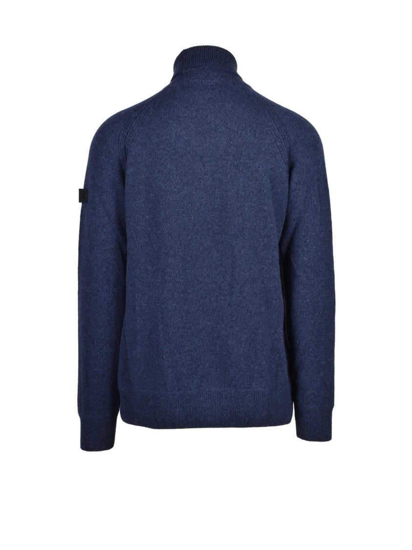 Peuterey Blue Wool-Blend High-Neck Sweatshirt