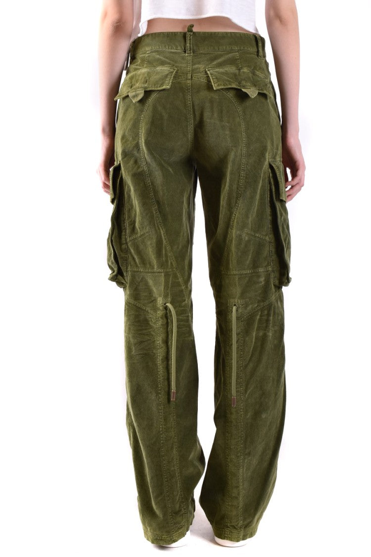 Dsquared2 Olive Green Cargo Trousers Relaxed Fit