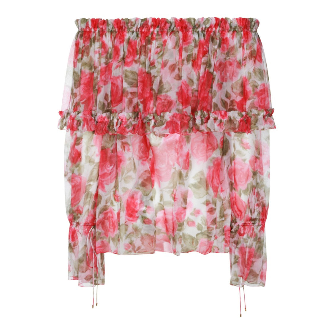 Chloé Multicolor Silk Puffed Sleeves Top