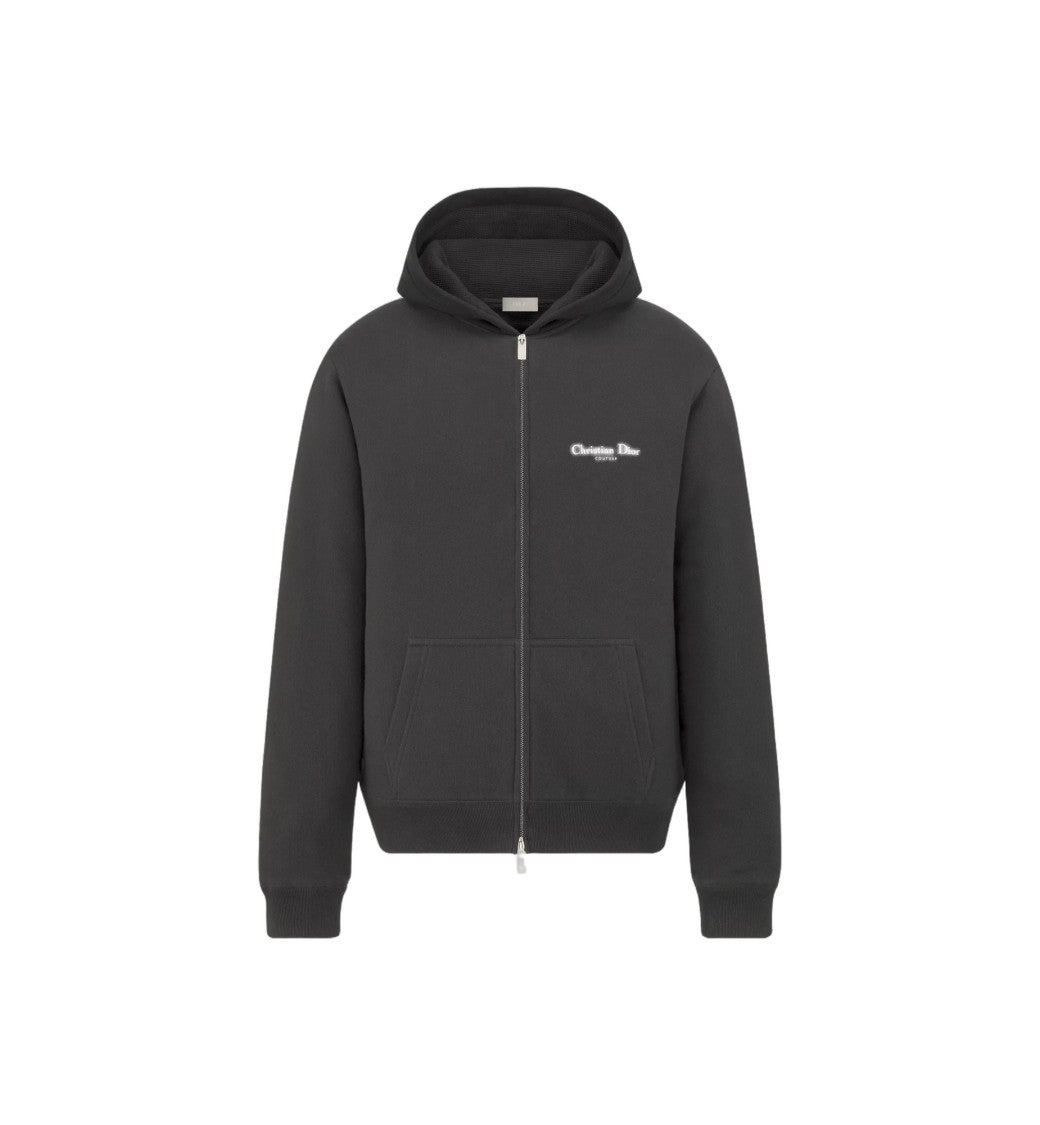 Dior Fluorescent Halo-Print Black Cotton Fleece Hoodie
