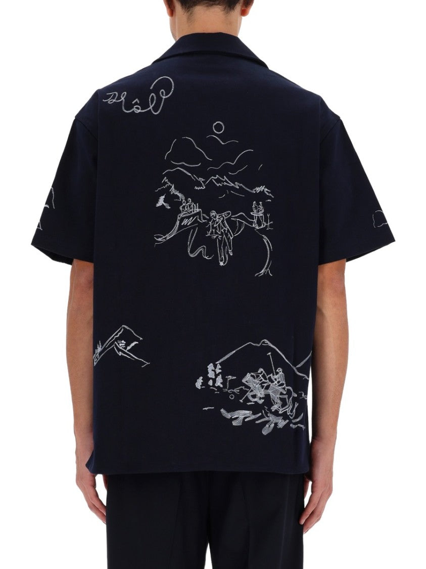 Drôle De Monsieur Intricately Embroidered Cotton Shirt