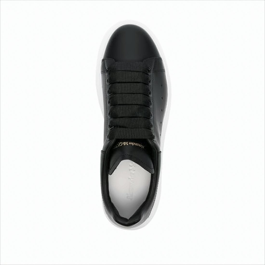 Alexander Mcqueen Black Calf Leather Sneakers With White Sole