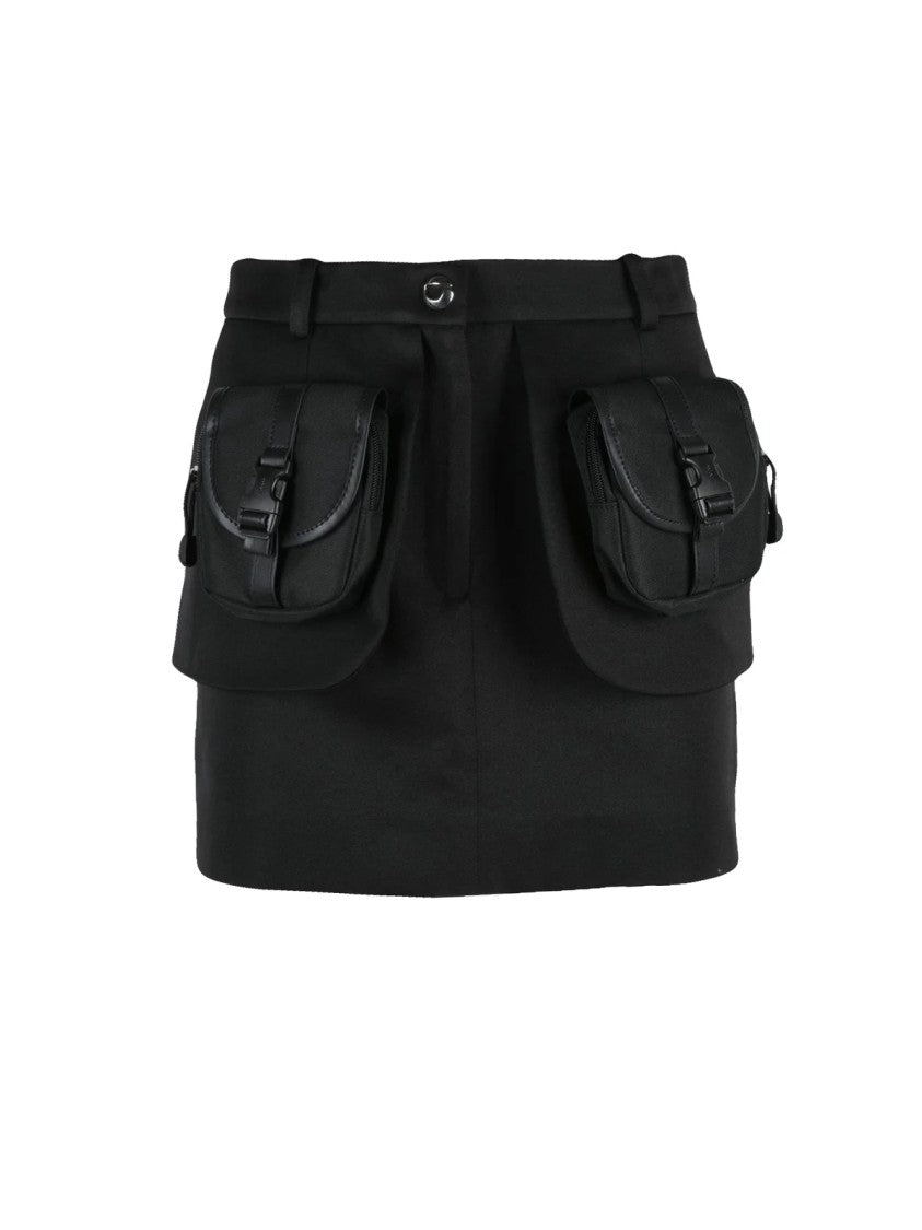 Coperni Black Layered Recycled Polyester Mini Skirt