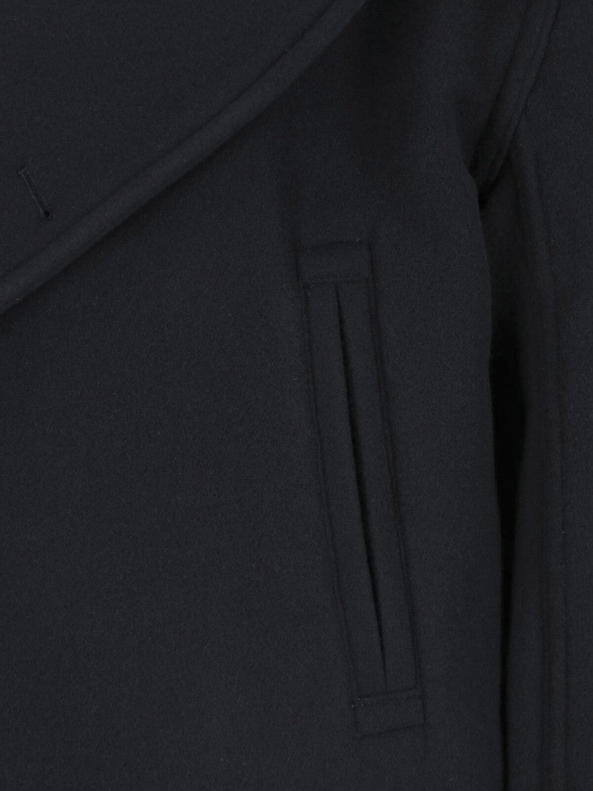 Lemaire Black Double-Breasted Boxy Cropped Jacket