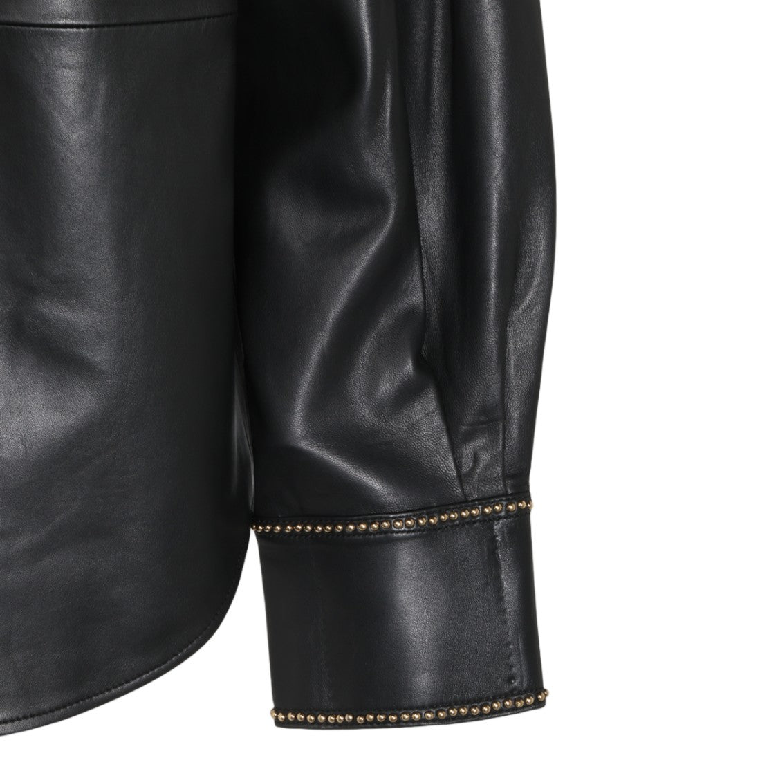 Blumarine Black Gold-Studded Structured Leather Shirt