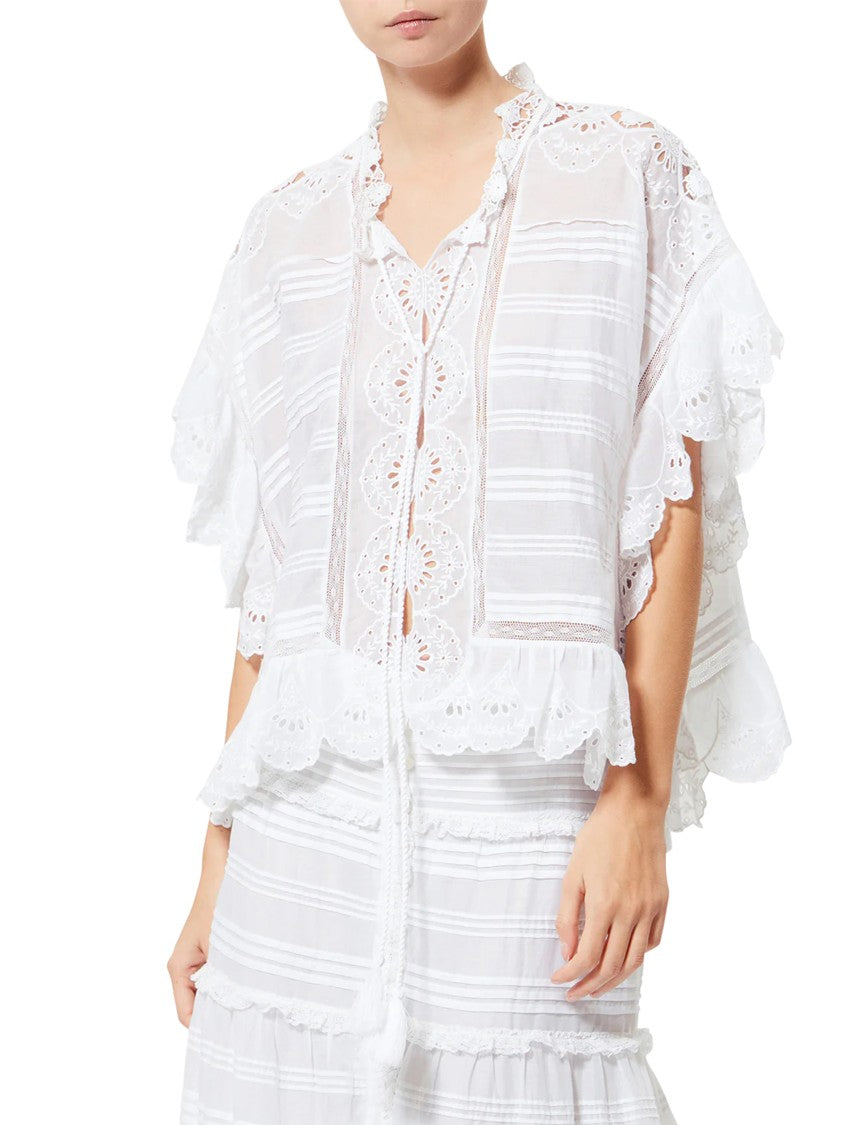 Isabel Marant Étoile White Shirt With Eyelet Lace Detailing