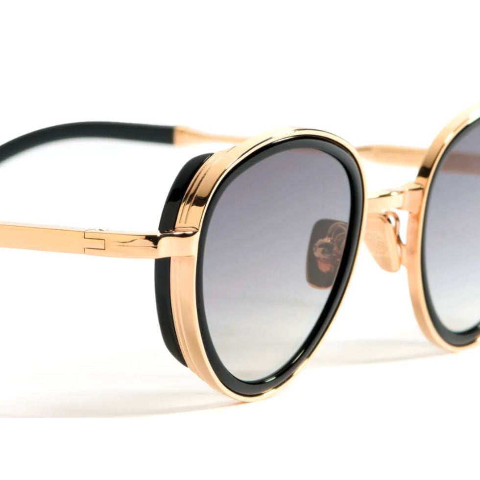 John Dalia Christian Round Gradient-Tint Sunglasses With Gold And Black Accents