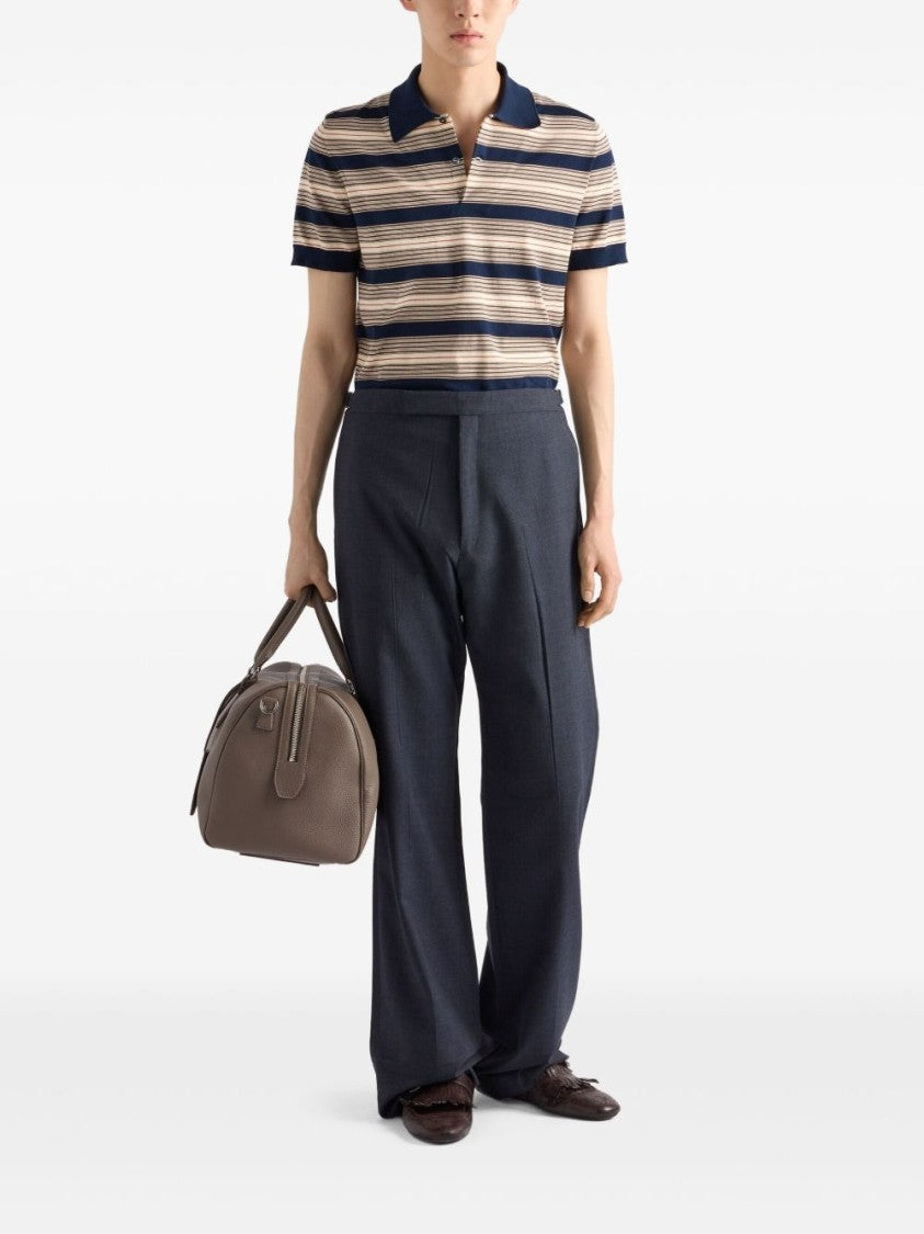 Prada Striped Cotton Slim-Fit Polo Shirt