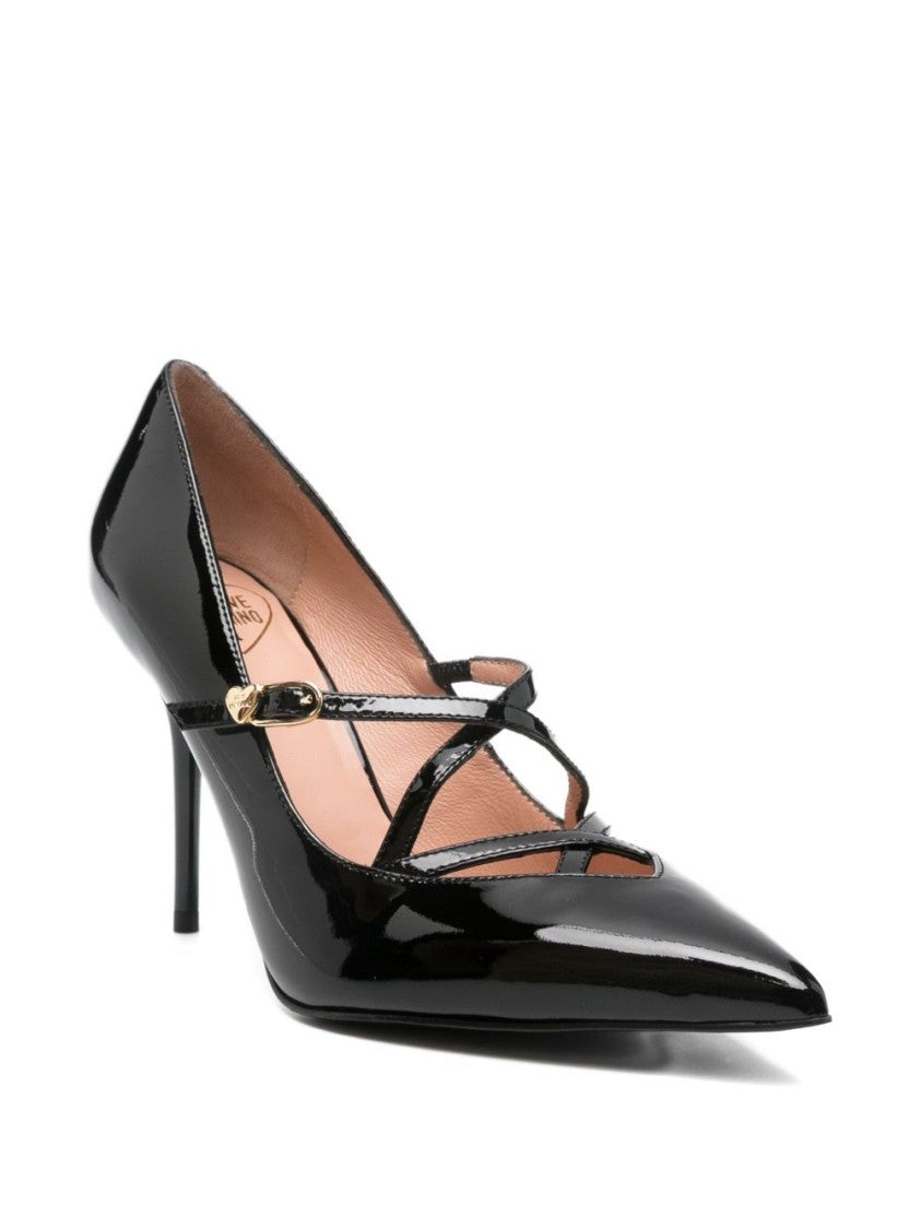 Love Moschino Glossy Black Pumps With Delicate Crisscross Straps