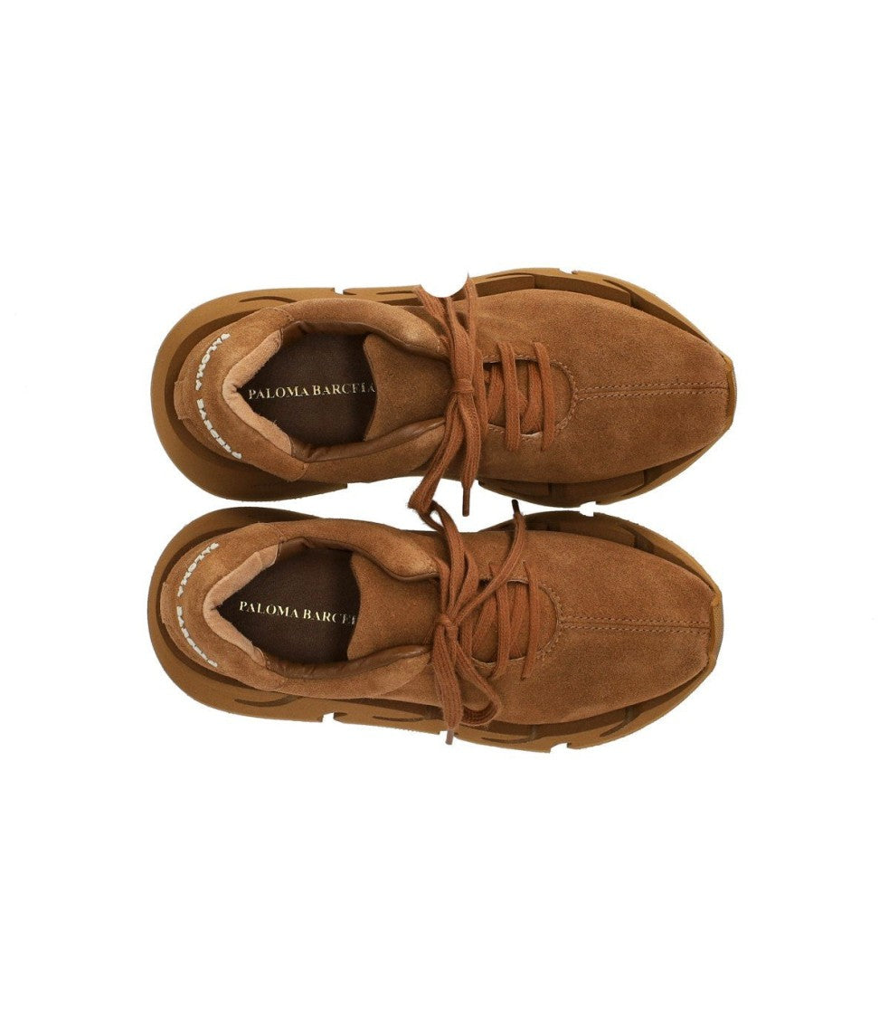 Paloma Barceló Brick Suede Pia Sneakers With Cut-Out Rubber Sole