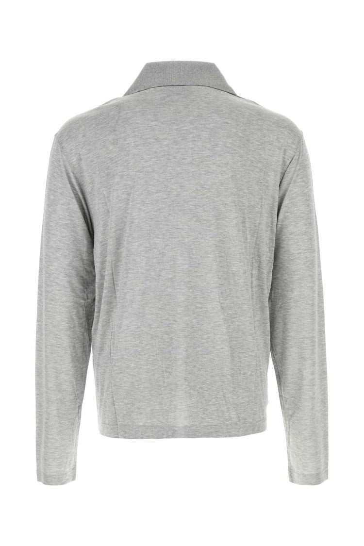 Ami Grey Viscose Blend Polo Shirt