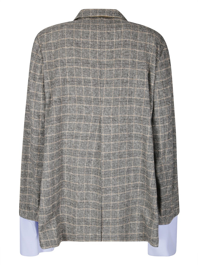 Jejia Classic Checkered Blazer With Removable Contrast Cuffs