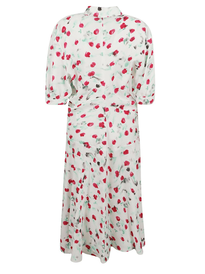 Marni Floral-Print Dress With Gathered Skirt