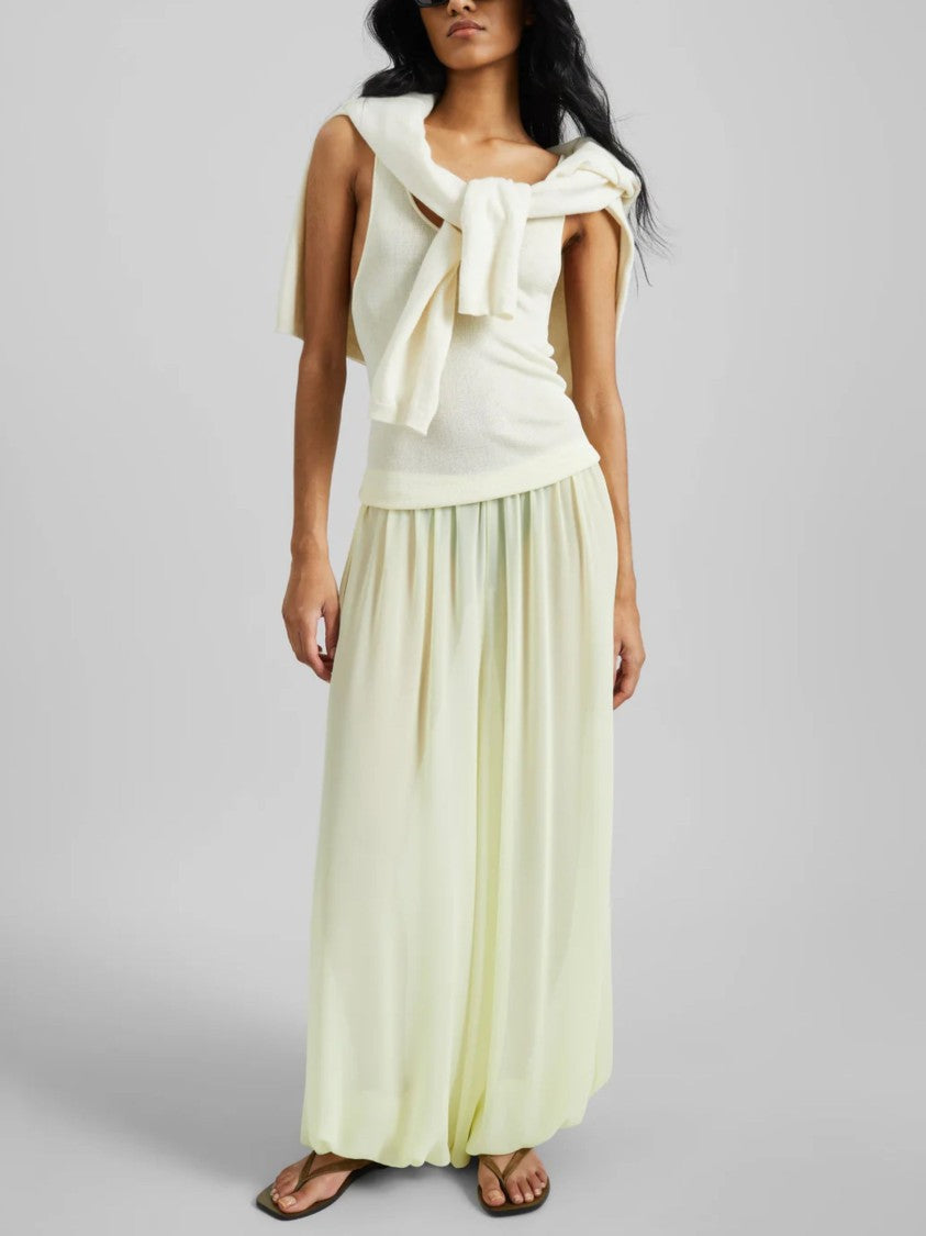 The Frankie Shop Yellow Balloon Design Sheer Fabric Wide-Leg Pants