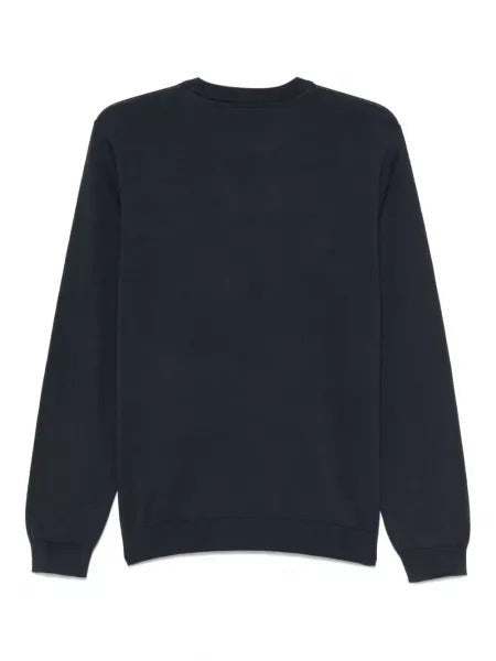 Emporio Armani Crewneck Black Sweatshirt With Ribbed Hems