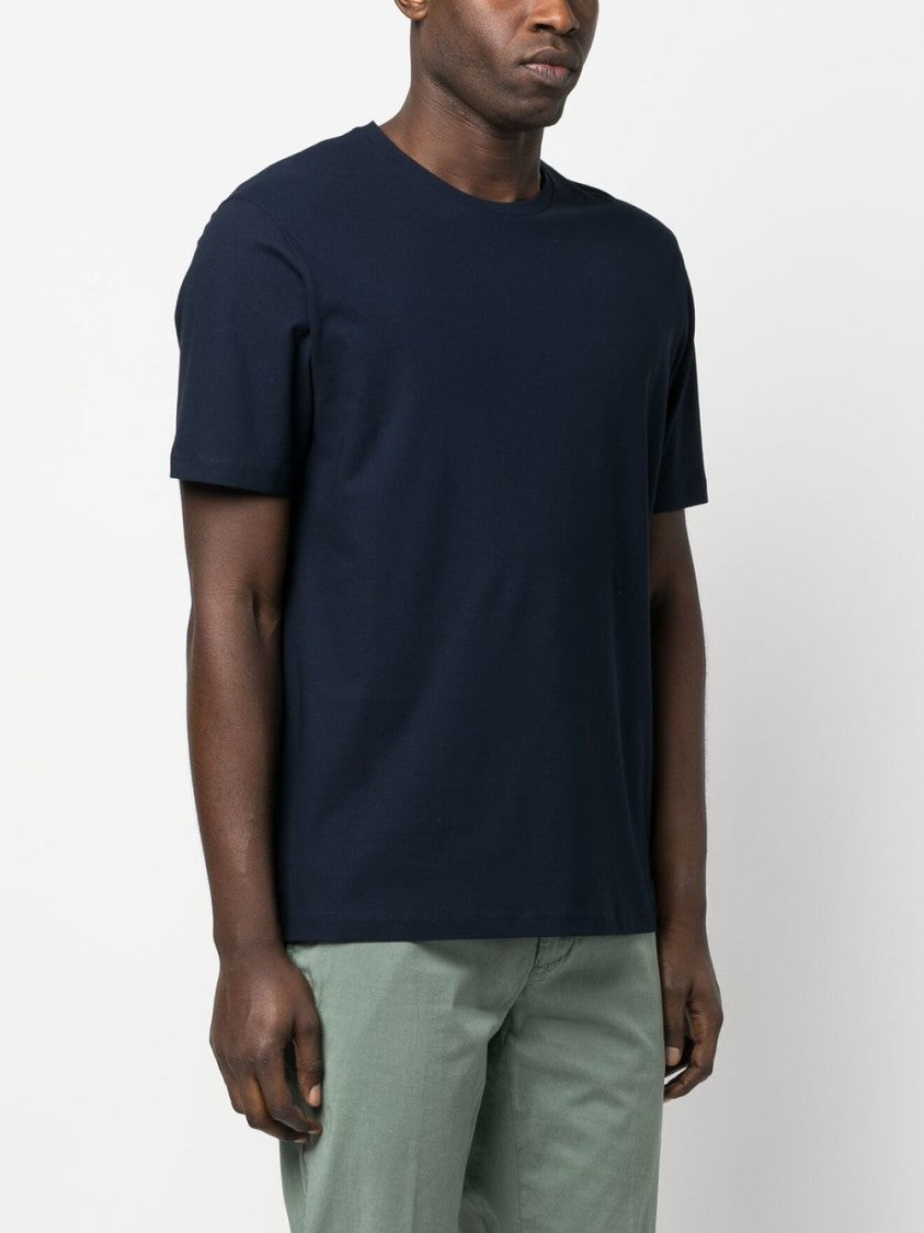 Herno Crew Neck Cotton T-Shirt In Navy Blue