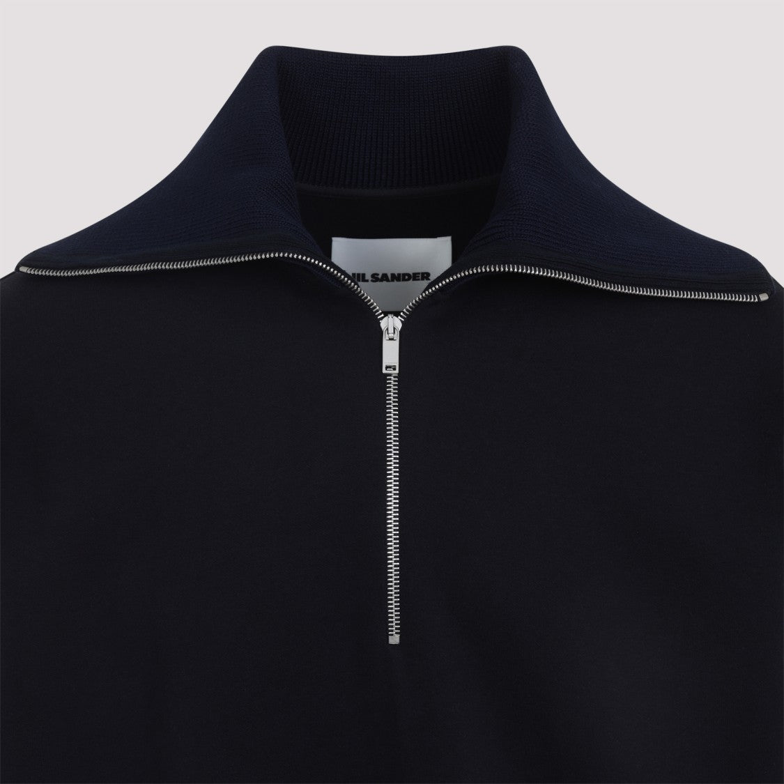 Jil Sander High Collar Half-Zip Sweatshirt With Ribbed Details