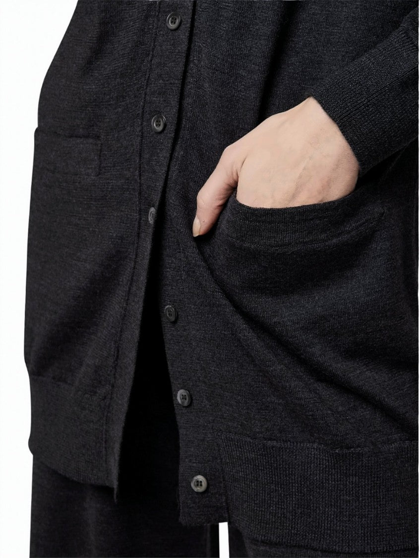 Alpha Studio Long-Sleeved Buttoned Merino Wool Cardigan