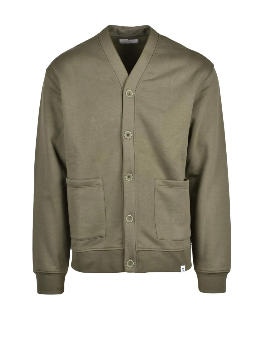 Woc Writing On Cover Military Green Cotton-Blend Zip Fleece Cardigan
