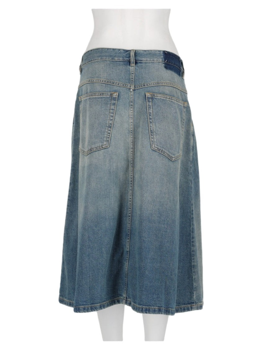 Maison Margiela Blue Wrap-Style Faded Denim Skirt