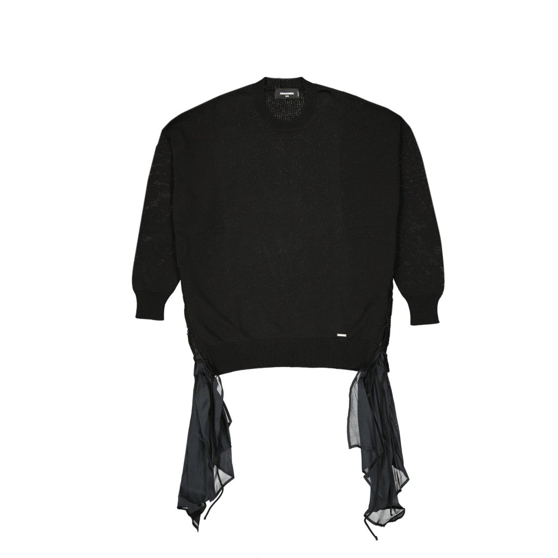 Dsquared2 Cotton Sweater With Drawstring And Sheer Details