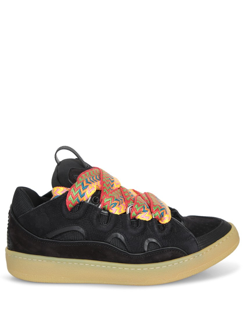 Lanvin Sporty Black Sneakers With Multi-Colored Woven Lace