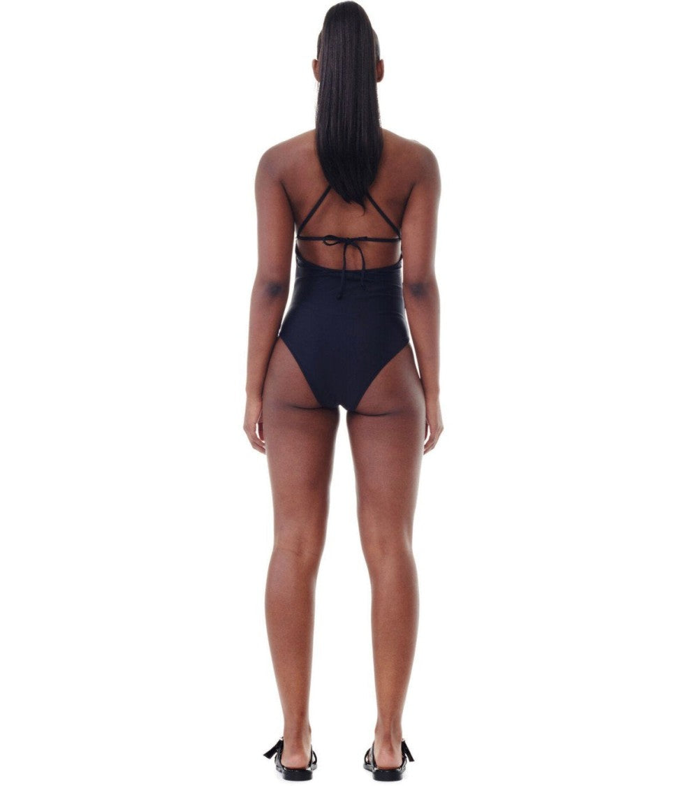 Ganni Black Swimsuit With Logo