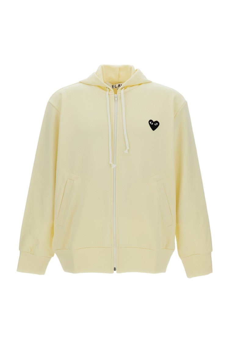 Comme Des Garçons Front-Zip Hoodie With Heart Print