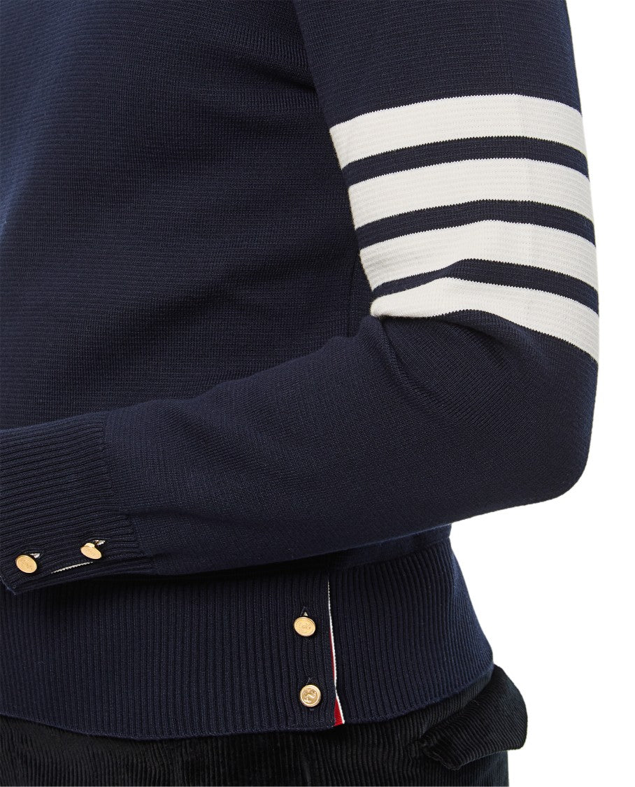 Thom Browne Crewneck Pullover With Distinctive Stripe Detail