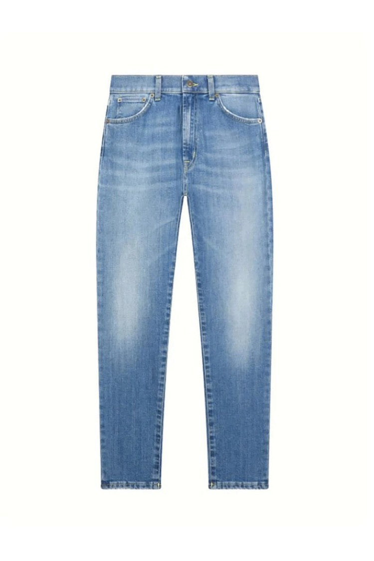 Dondup Blue Cotton-Elastane Light-Wash Tapered Jeans