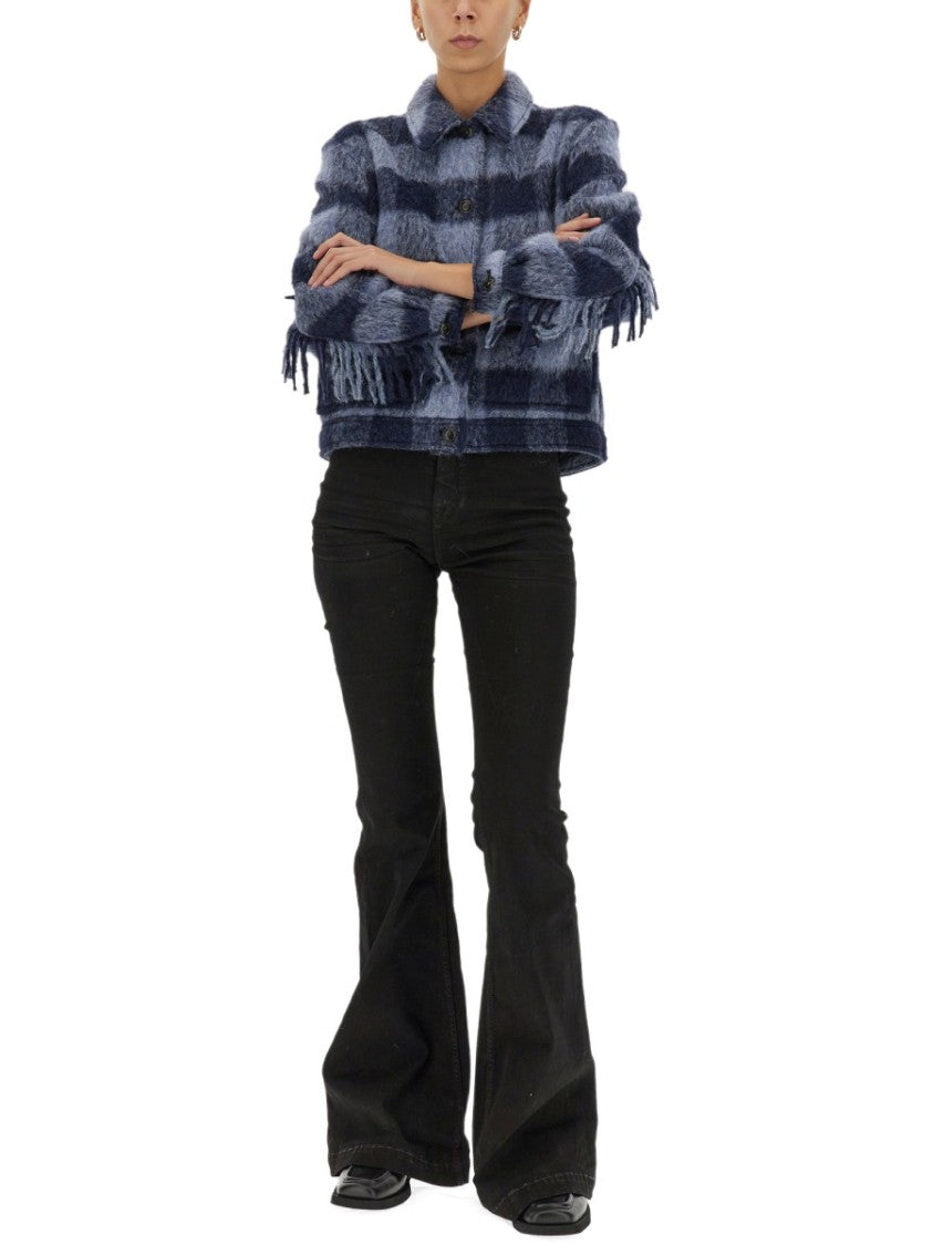 Woolrich Blue Checkered Wool Jacket