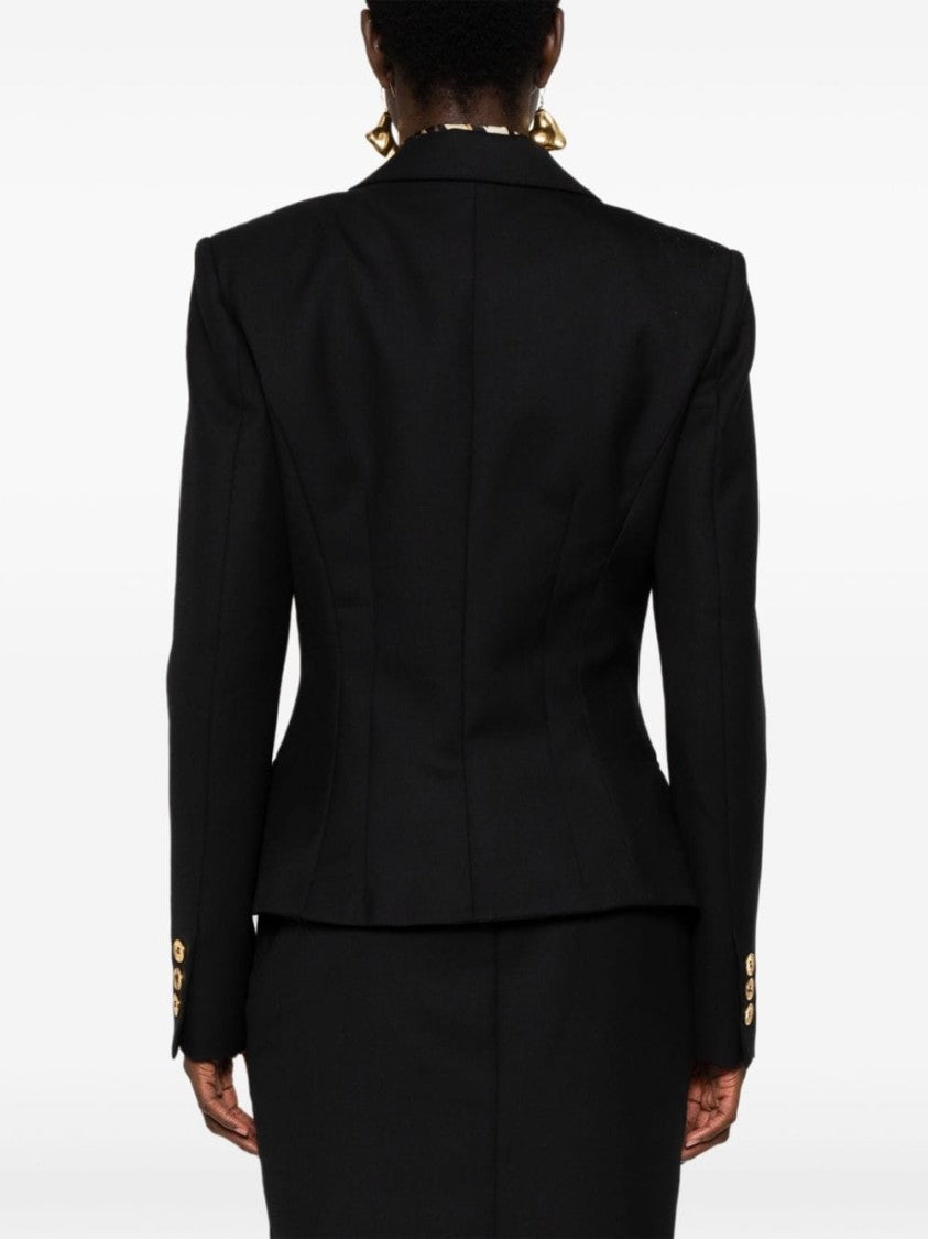 Moschino Structured Black Virgin Wool Gabardine Blazer
