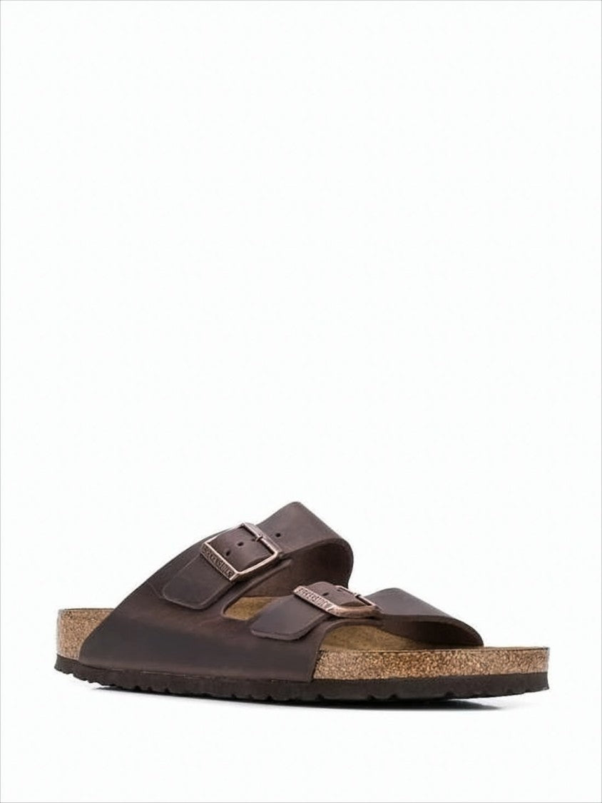 Birkenstock Classic Two-Strap Brown Leather Sandal With Adjustable Buckles
