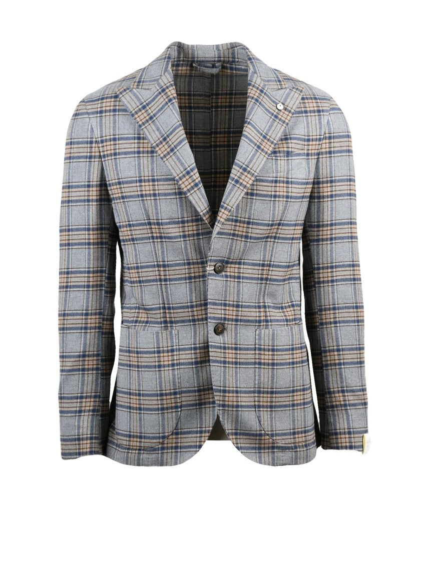 L.B.M. 1911 Classic Plaid Cotton Jacket With Notch Lapels And Button Closure