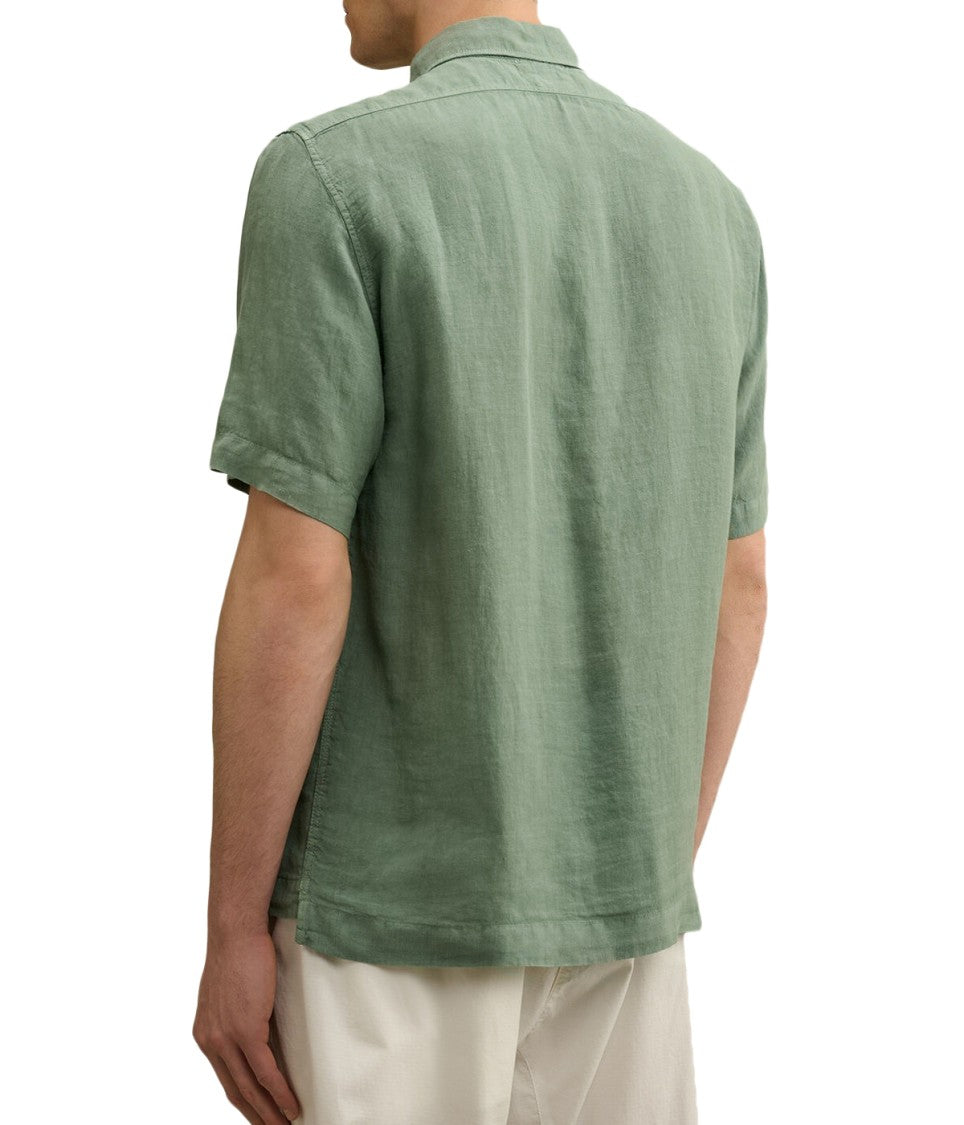 C.P. Company Relaxed Fit Linen Short-Sleeve Shirt With Button-Down Front