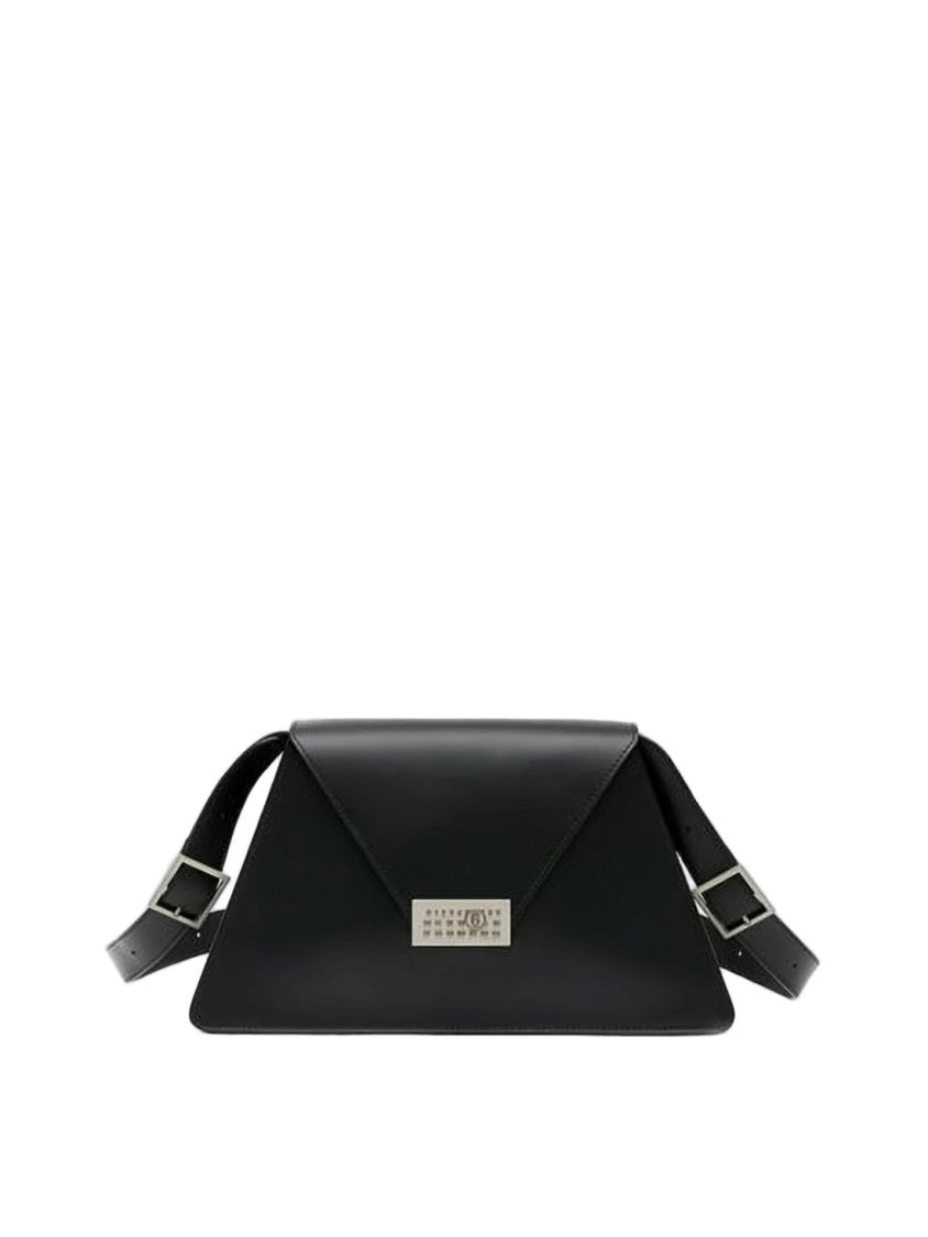 Mm6 By Maison Margiela Structured Triangular Black Calf Leather Crossbody Bag