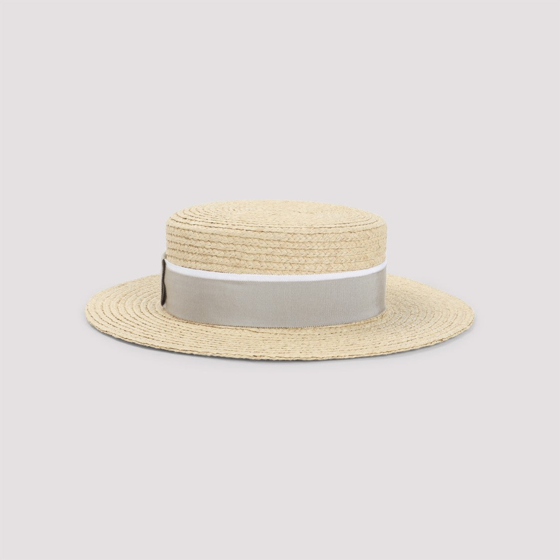 Maison Michel Woven Raffia Hat With Light Beige Fabric Band