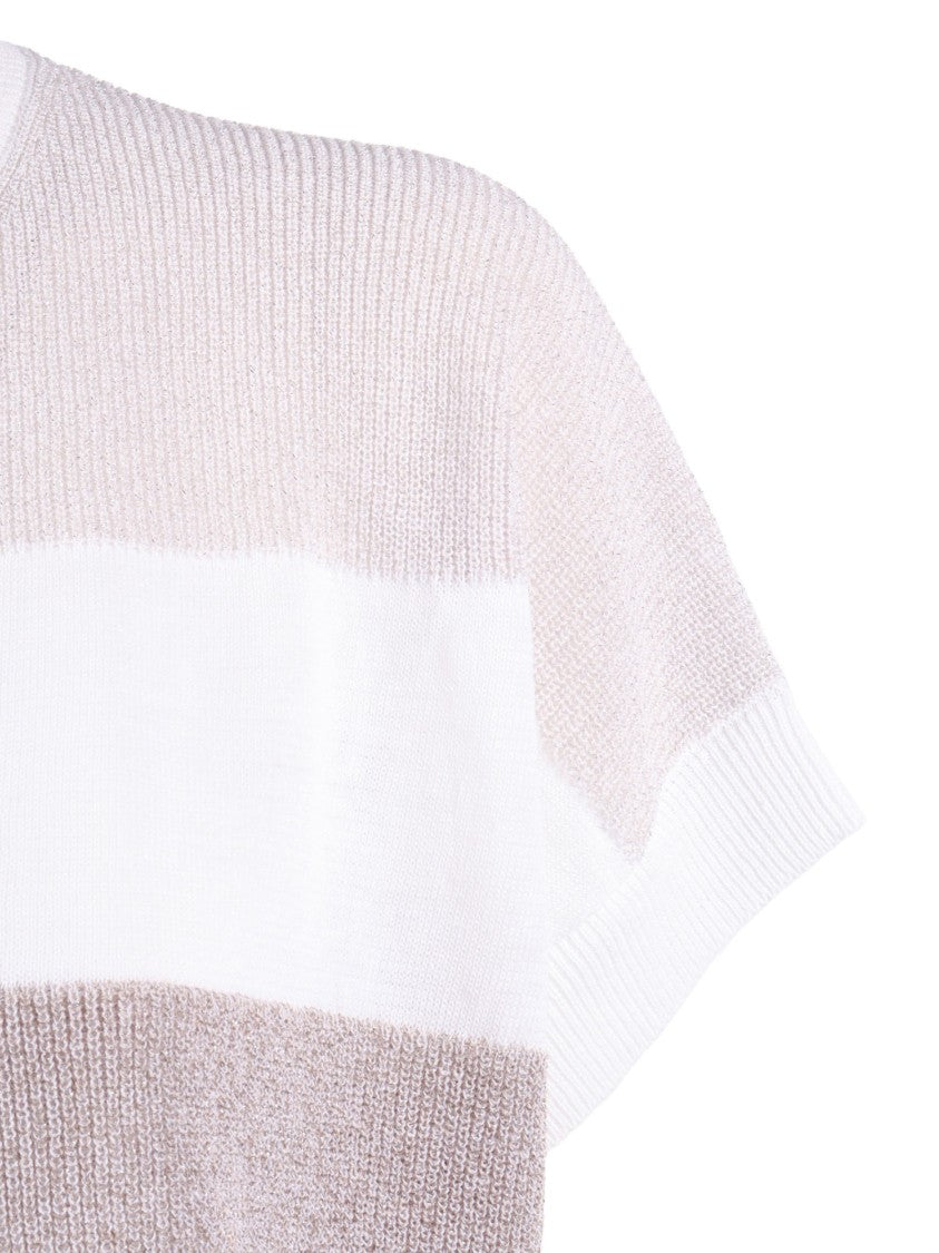 Peserico Striped Metallic Boxy Cropped Sweater