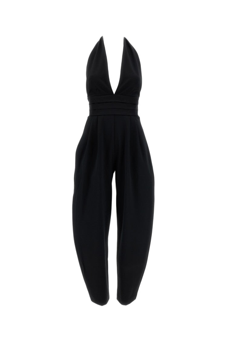 The Andamane Black Sandra Tuxedo Fabric Jumpsuit